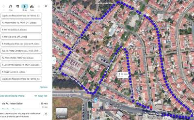 Mapa do percurso da Procissão de Velas no Bairro do Caramão