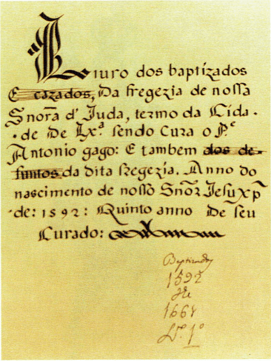 livro batismo 1552