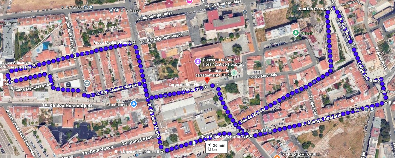 Mapa do Percurso da Procissão de Nossa Senhora da Ajuda