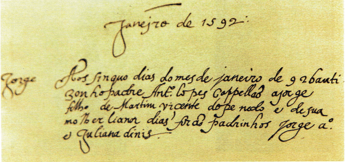 primeiro batismo 1552